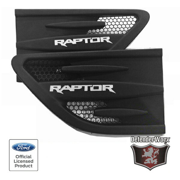 【Defenderworx 正規品】ディフェンダーワークス RAPTORロゴ入 サイドベント ブラック 09-14y フォード F-150 ラプター