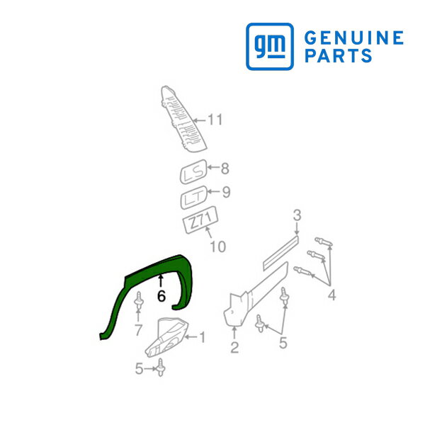 GM純正 リア オーバーフェンダー 右側 助手席側 RH 10374849 01-06y タホ