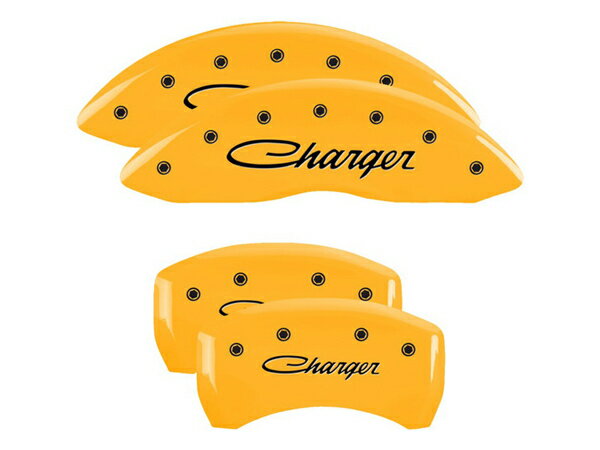 【MGP 正規品】 06-10y ダッジ チャレンジャー 専用設計 ブレーキ キャリパーカバー イエロー チャージャー筆記体ロゴ アルミ製 12001SCHSYL