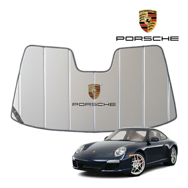 USポルシェ純正 専用設計 PORSCHE ロゴ入 サンシェード 吸盤不要 折りたたみ式 ケース付 911 カレラ 997型 クーペ/カブリオレ カバークラフト