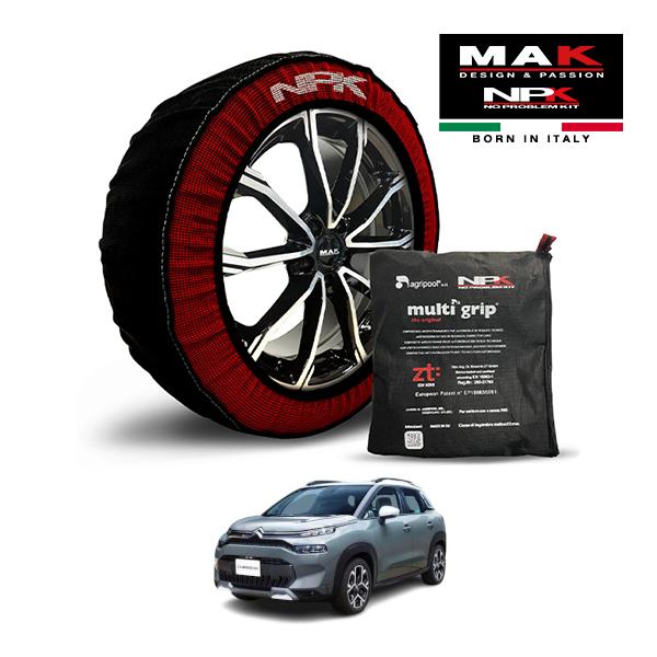 【MAK正規品】NPK スノーソックス MULTIGRIP THE ORIGINAL73000SS081 215/50R17 17インチ 布製 タイヤ チェーン 非金属 EU製 シトロエン C3 エアクロス マックス ブルーHDi 3DA-A8YH01 フロント
