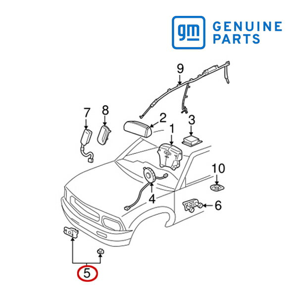 【GM/ジーエム純正品】 エアバック インパクト センサー フロントドア 05y トレイルブレイザー トレイルブレイザーEXT用 15077444