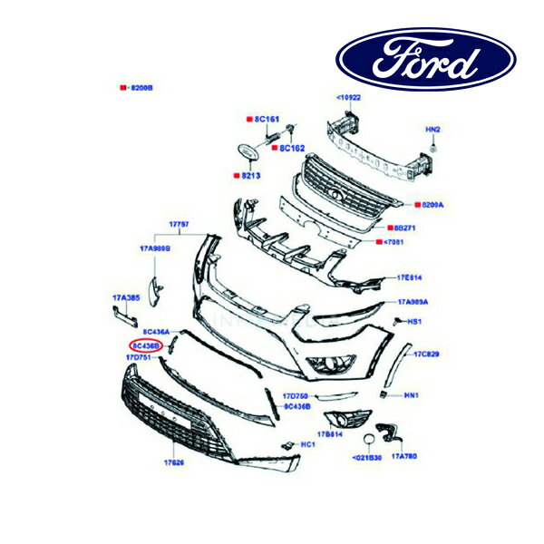 フォード純正 フロント バンパーグリルモール 右側 RH 助手席側 1760801 10-12y クーガ