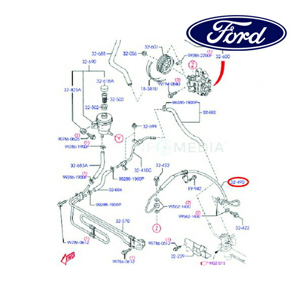 フォード純正 パワステ プレッシャーホース EV1432420B 06-09y エスケープ