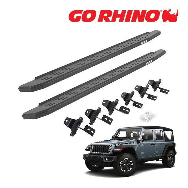【楽天スーパーセール★エントリーでP10倍！】【GO RHINO 正規品】RB30 ランニングボード サイドステップ テクスチャーブラック 69650673PC ジープ JL ラングラー 4ドア ゴーライノ