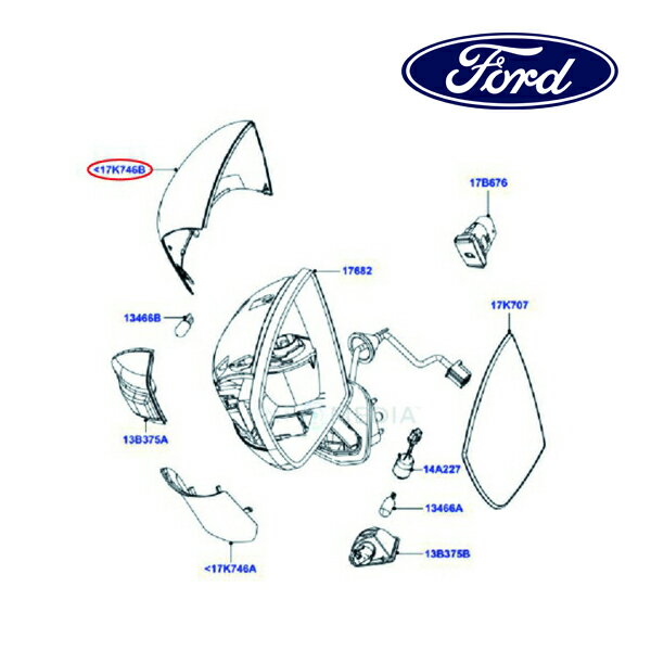 フォード純正 ドアミラー カバー 左側 LH 運転席側 1497985 10-12y クーガ