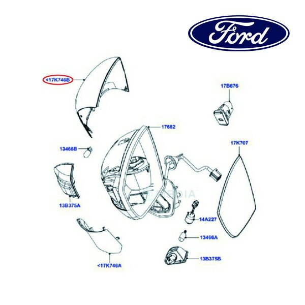 フォード純正 ドアミラー カバー 右側 RH 助手席側 1499333 10-12y クーガ