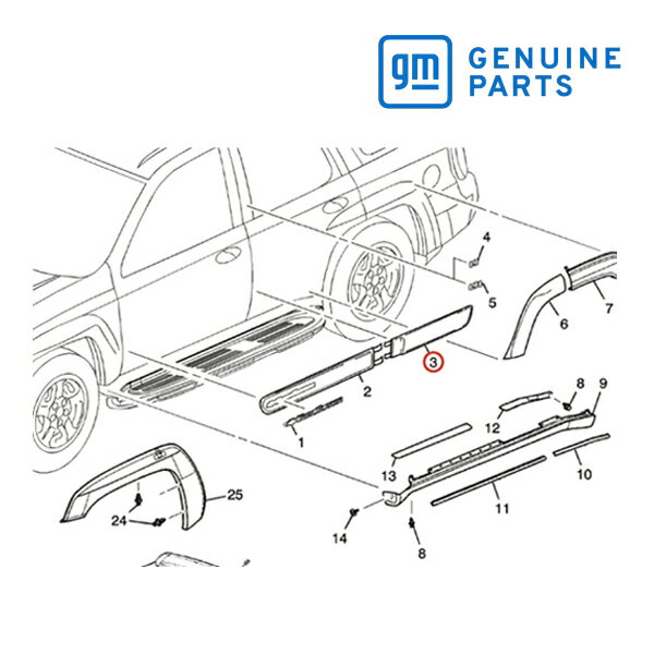 【楽天お買い物マラソン★エントリーでP10倍！】【GM/ジーエム純正品】 リアドア モール 左側 03-05y トレイルブレイザー用 15180287