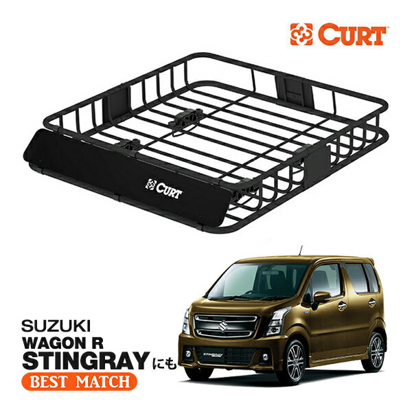 【楽天お買い物マラソン★エントリーでP10倍！】【CURT 正規品】ルーフラック ルーフバスケット ルーフキャリア 18115 パウダーコート仕上げ マットブラック 内寸サイズ 105cm×94cm×14cm スズキ ワゴンR スティングレイに！ ベースキャリアに取付