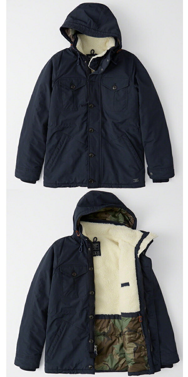 ラストSALE アバクロ Abercrombie & Fitch アバクロンビーアンドフィッチ正規品メンズアウタージャケット ナイロン マウンテンパーカーMens Sherpa-Lined Trekking Parka紺132-327-0512-200インポートブランド海外買い付け正規【楽ギフ_包装】[1218]