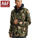 アバクロンビー＆フィッチ ラストSALE(アバクロ)　Abercrombie & fitchアバクロンビーアンドフィッチ正規品メンズジップアップジャケットアウター ナイロン迷彩　Olive Green Camo　ナイロンマウンテンパーカー　カモ柄Midweight Technical Jacket 132-327-0505-336[1218]