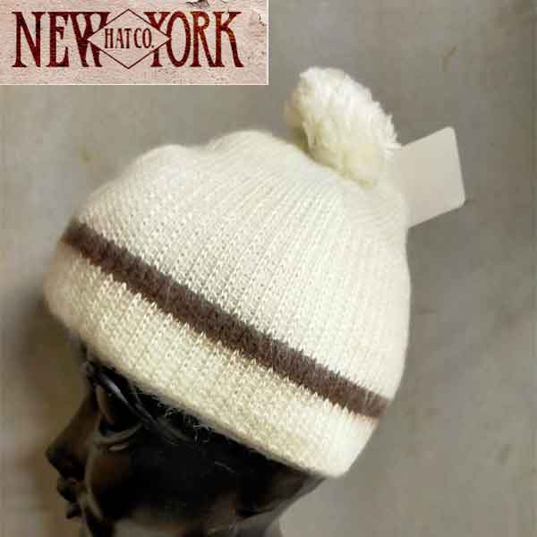 ニューヨークハット ニット帽 レディース 【売り尽くし】NEW YORK HAT ニューヨークハット ワークキャップ 帽子 メンズ レディース ハット インポートブランド　012白モヘアニット ボンボン キャップ ニット帽子 MADE in U.S.A [0124]