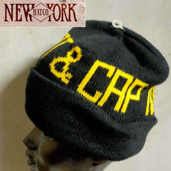 ニューヨークハット ニット帽 レディース 【売り尽くし】NEW YORK HAT ニューヨークハット ワークキャップ 帽子 メンズ レディース ハット インポートブランド　黒ロゴ　ブラックニット キャップ ニット帽子MADE in U.S.A [0124]