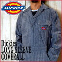 ディッキーズ カバーオール【Dickies】LONG SLEEVE DELUXE COVERALLS 長袖つなぎ フィッシャーストライプ 48977FS GREY アメカジ 【通販】