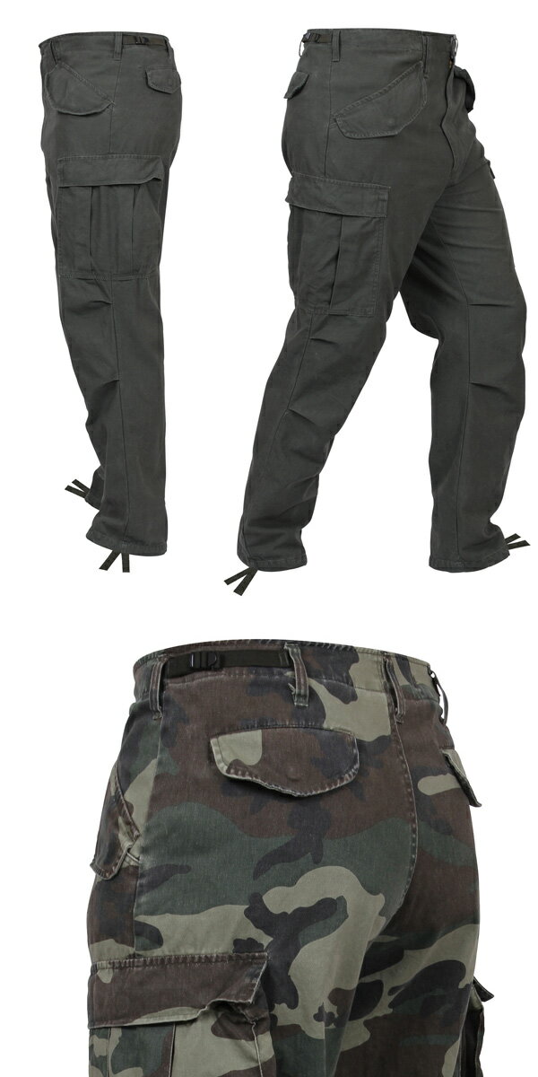 訳ありアウトレットロスコ カーゴパンツ ROTHCO 軍パンVINTAGE M-65 FIELD PANTSジップフライ ビンテージ加工カーゴパンツ 迷彩ミリタリー アーミー メンズ 大きいサイズ メンズ M65 フィールドパンツ　2601/2605/2644インポートブランド海外買い付け