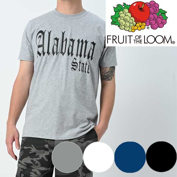 FRUIT OF THE LOOMフルーツオブザルーム tシャツ TEEシャツ プリントALABAMAロゴ　メンズアメカジ カレッジプリント黒半袖Tシャツ