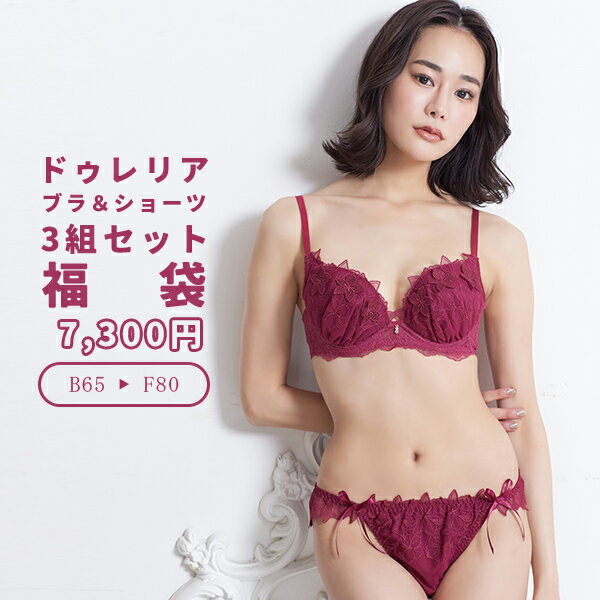 【今だけ4980円】3組セット セクシー エロかわ エレガント ドゥレリア 福袋 ブラジャー ショーツ セット レディース 下着 B〜F ブラショーツ 上下セッ...