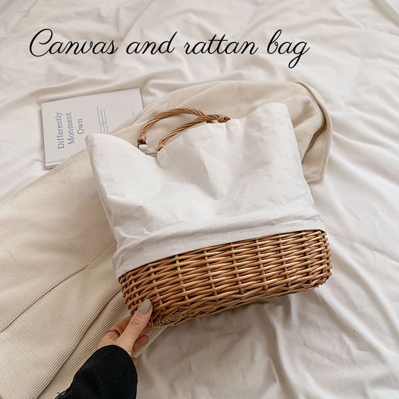かごバッグ ストローキャンバスバッグ 夏バッグ かごと布バッグ かごバッグ 手提げバッグ バスケット ショッピングバッグ カジュアル 可愛い おしゃれ 通勤 通学 アウトドア 買い物 カゴバッグ トートバック リゾート 夏のサムネイル