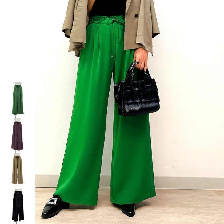 アーバンクルーズ【ドロストワイドパンツ】レディース ボトムス パンツ 美脚パンツ ウエストゴム オフィスカジュアル 春 夏 秋 冬 体型カバー 新作 大人女子 着回し 通勤コーデ 大人上品 全4色 38 M お洒落 おしゃれ calin カラン ［7816-115］(4)