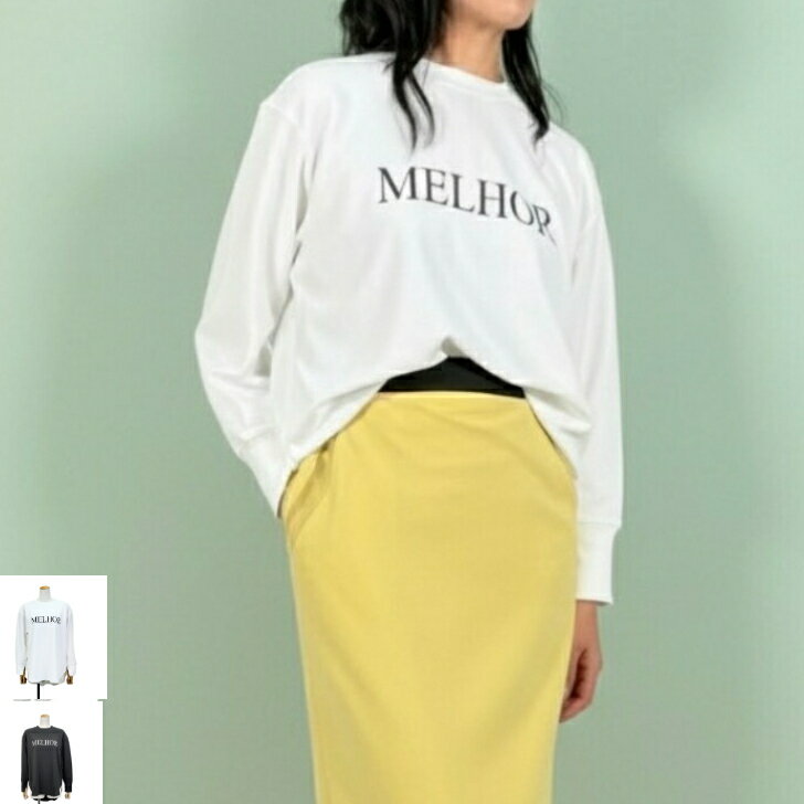 design aera デザインアエラ【ロゴロンT】トップス M calin カラン 大人カジュアル カジュアル シンプル 着回し 体型カバー ロゴトップス 長袖Tシャツ レディース ロング丈 体型カバー シンプル 白 黒 春 秋 冬 インナー 重ね着 ストレッチ素材 インナー ［26009-711］