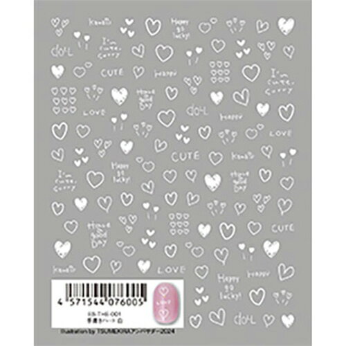 TSUMEKIRA ツメキラ es(エス) 手書きハート 白 ES-THE-001【ネイルシール 手書き ハート ホワイト 】