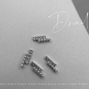 D.nail ディネイル スティッククリスタルパール シルバー 2個【ジェルネイル ネイルアート パーツ メタル バー スティックパーツ パーツ アンプロフェッショナル】