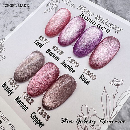 キャラカのICE GEL アイスジェル A BLACK スターギャラクシージェル ロマンス 1382 マルーン 3g【ネイル ジェルネイル カラージェル ラメ レッド】｜アングル2