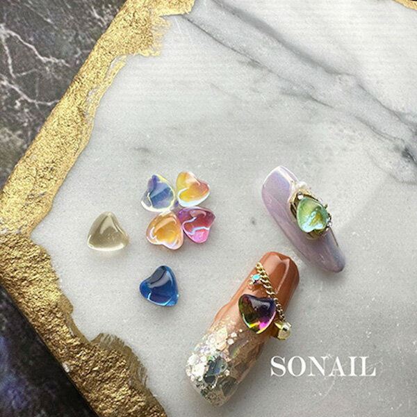 SONAIL ソネイル うるうるストーン ハート ピーチオーロラ 6×6mm FY001437【ネイル ネイルパーツ ハート】 2