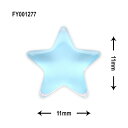 輝く星をイメージしたデザインです。 透明感のあるクリアストーンを使用しているので、 とても華やかな仕上がりになります。 品番：FY001277 カラー：ライトブルー 内容量：2P サイズ：縦11mm×横11mm 備考：背面カーブなし