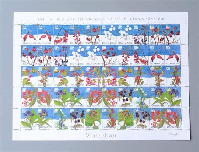 【送料無料】デッドストック デンマーク 2004年 かわいいクリスマスシール 1シート 50枚 切手 北欧ヴィンテージ アンティーク_251201