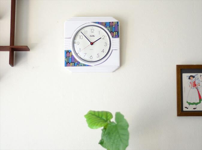 【送料無料】ドイツ製 ZentRa 80'sモダンな陶器の壁時計 電池式 壁掛け時計 セラミック キッチンクロック ヴィンテージ アンティーク_240906