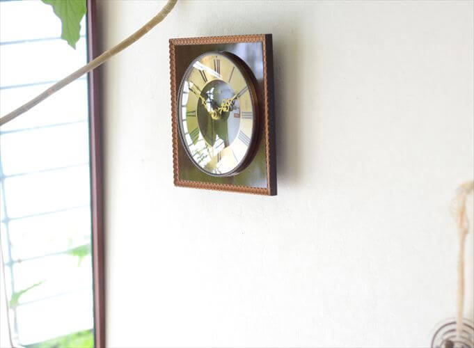 【送料無料】ドイツ製 ZentRa 真鍮xチーク色ウッド 壁時計 ブラス 壁掛け クロック ミッドセンチュリー ヴィンテージ アンティーク_250827 [3]