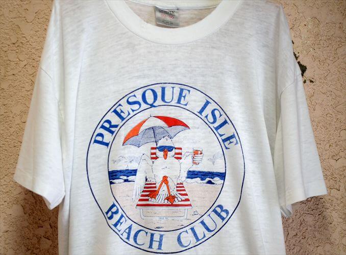 Rakuten - 【送料無料】80's ヴィンテージ ビーチでリラックスするカモメ Tシャツ sizeXL ONIETA ホワイト メンズ レディース 古着_260518