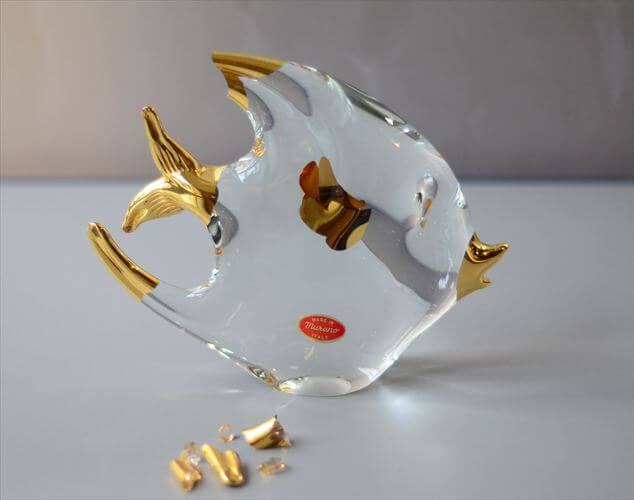 【送料無料】訳あり イタリア ムラーノグラス エンゼルフィッシュ オブジェ Murano Italy ...