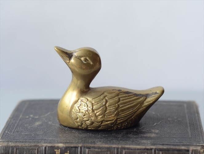 【送料無料】フランスのブロカントから 真鍮のカモ オブジェ ブラス フィギュア インテリア 店舗什器 ..