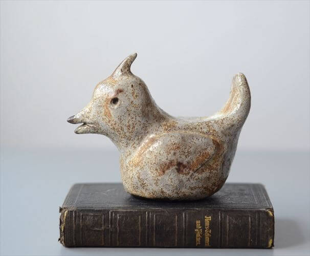 【送料無料】デンマークから アオカケスのようなかわいい陶器の鳥 北欧 オブジェ インテリア ヴィンテージ アンティーク_250730