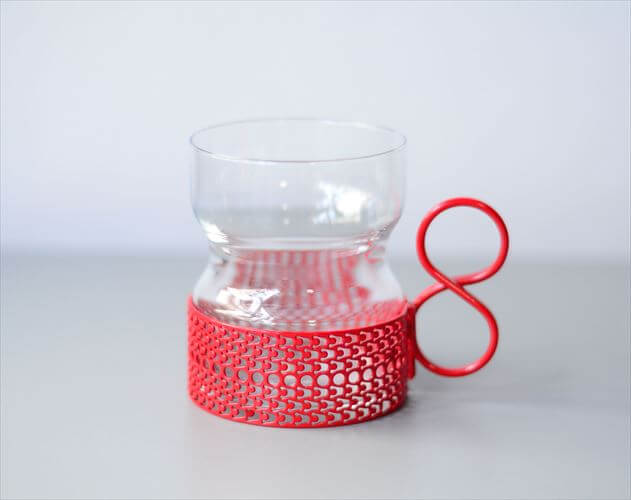 【送料無料】iittala イッタラ Tsaikka ツァイッカ グラスカップ クリア×レッド ホルダー ガラス 北欧 ヴィンテージ_240612