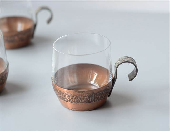 【送料無料】ドイツから グラスカップ クリア×銅ホルダー コパー ガラスカップ ヴィンテージ アンティーク_250826