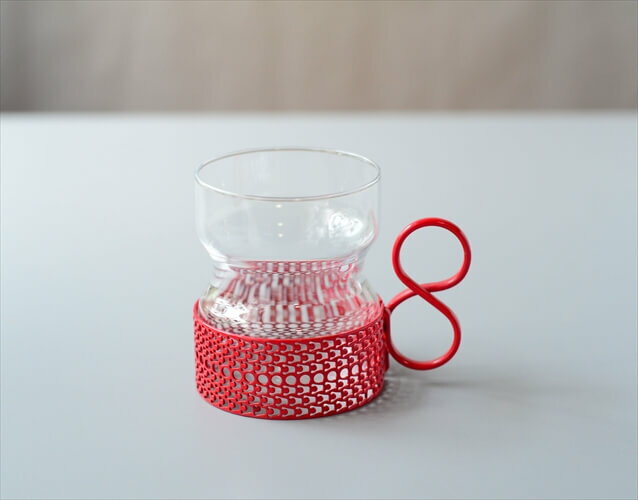 【送料無料】iittala イッタラ Tsaikka ツァイッカ グラスカップ クリア×レッド ホルダー ガラス 北欧 ヴィンテージ_240612のサムネイル