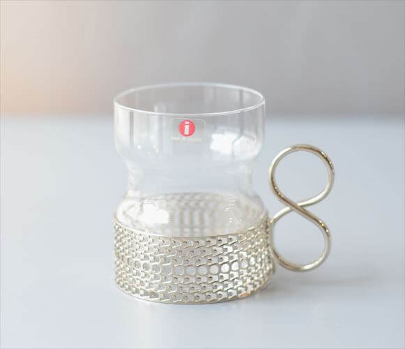 【送料無料】ラベル残 iittala イッタラ Tsaikka ツァイッカ グラスカップ クリア×シルバー ホルダー ガラス 北欧 ヴィンテージ_260522