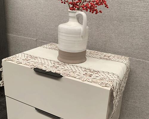 テーブルランナー テーブルセンター レース エレガント レース 刺繍 おしゃれ 薔薇のカットワーク おしゃれ ホワイト 縦85cm、横40cm