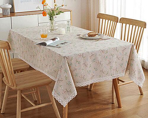 麻 リネン テーブルクロス テーブルクロス レース 長方形 北欧 140×180cm オリエンタル 花柄 コット (4..