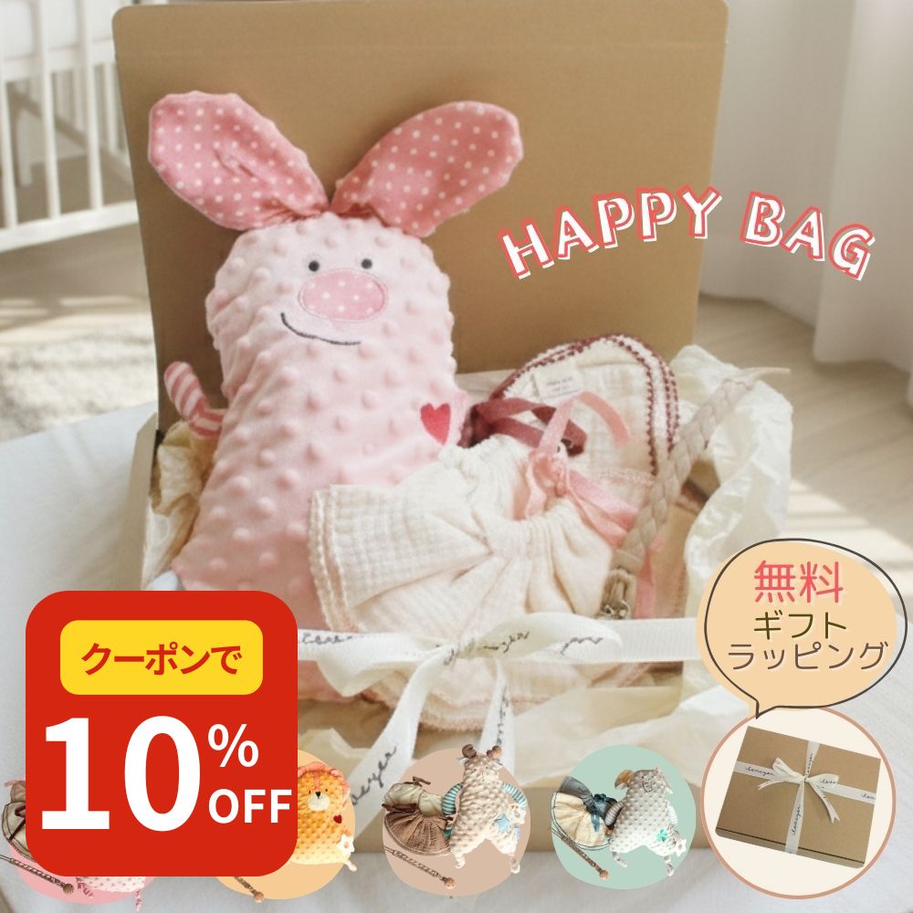 BLACK FRIDAY【最大50%OFF】 ベビー ぬいぐるみ 新生児 福袋 ハッピーバッグ スタイ 360° おしゃぶりホルダー 出産祝い クリスマス プレ...