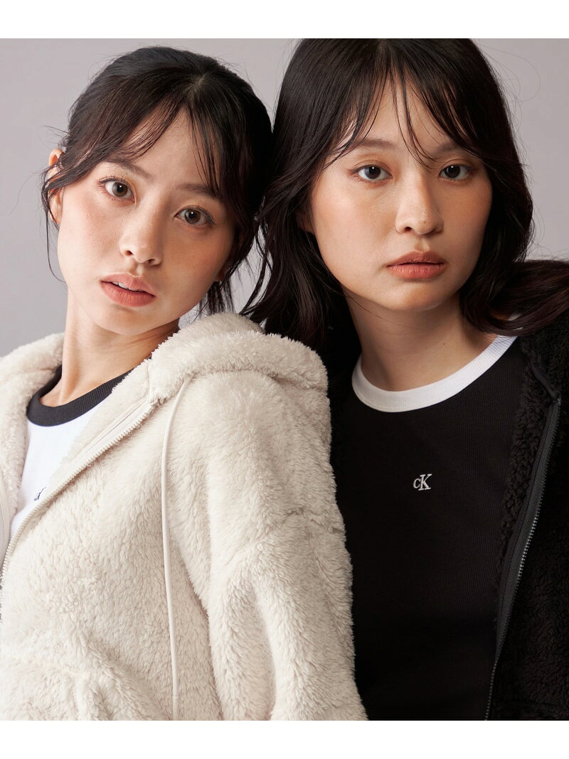 (W)【公式ショップ】 カルバンクライン フーデッドシェルパジャケット Calvin Klein Jeans 47H445G Calvin Klein Jeans カルバン・クライン ジャケット・アウター その他のジャケット・アウター ホワイト ブラウン ブラック【送料無料】[Rakuten Fashion]