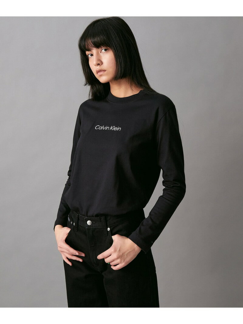 (W)【公式ショップ】 カルバンクライン STNDRD ボクシーロングスリーブTシャツ Calvin Klein Jeans 40WH143 Calvin Klein Jeans カルバン・クライン トップス カットソー・Tシャツ ブラック ホワイト【送料無料】[Rakuten Fashion]