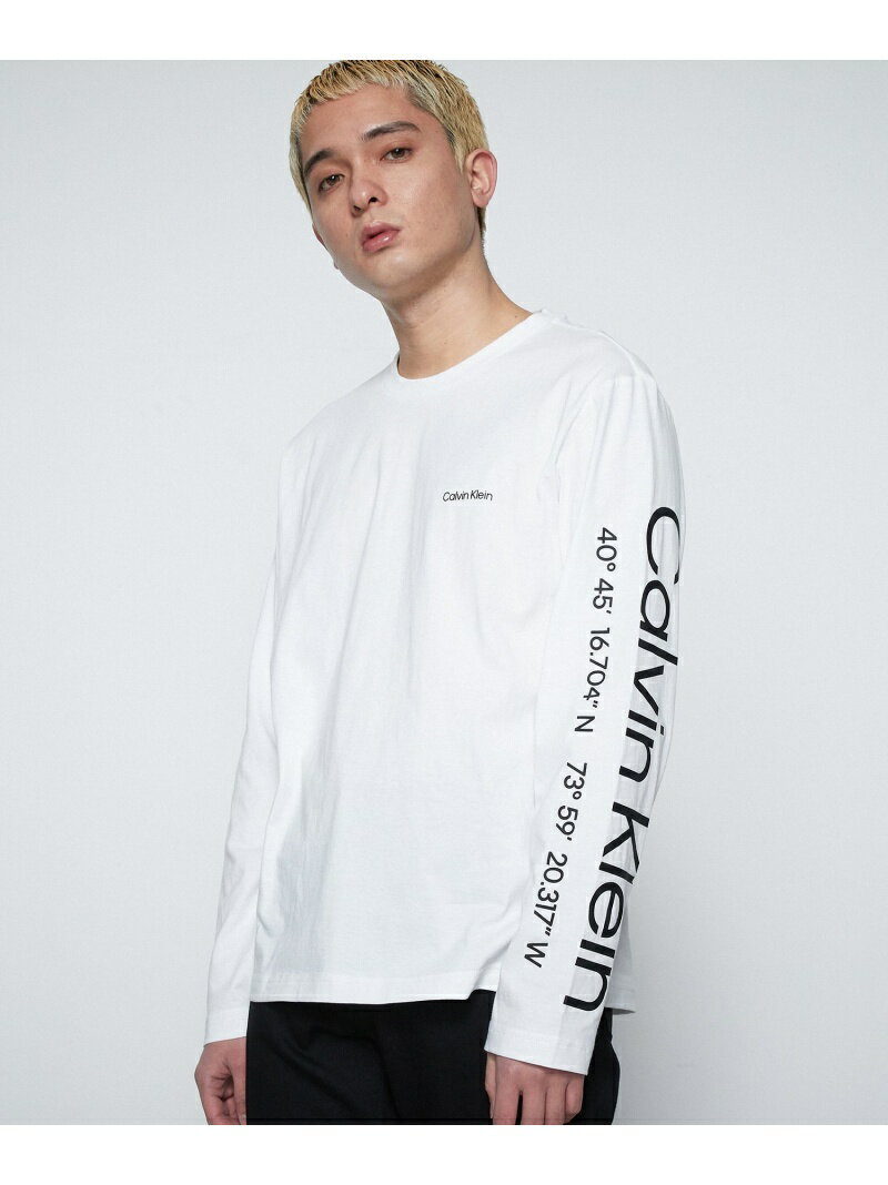 【SALE／20%OFF】(M)カルバン クライン 【カルバン クライン】 ロゴ コーディネート ロングスリーブ Tシャツ K108445 Calvin Klein カルバン・クライン カットソー Tシャツ ホワイト ブラック【RBA_E】【送料無料】[Rakuten Fashion]