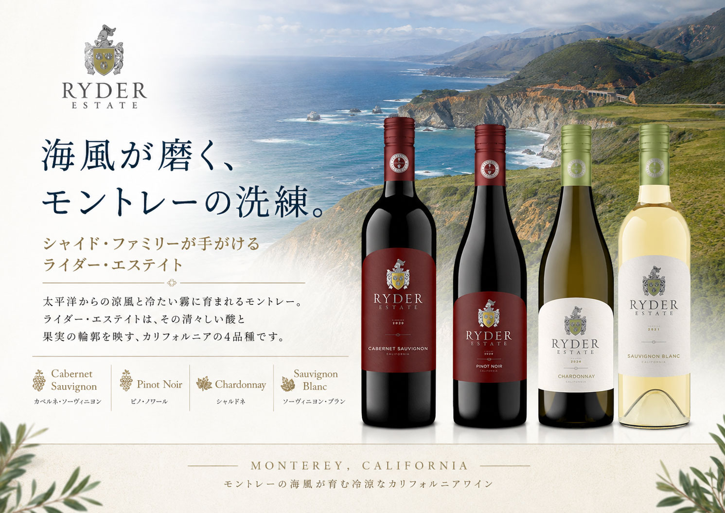 ギフト対応可 【ライダー・エステイト】 カベルネ・ソーヴィニョン “カリフォルニア” (モントレー主体) [2022] Ryder Estate Cabernet Sauvignon California 750ml カリフォルニアワイン専門店あとりえ赤ワイン calwine-10003661 カリフォルニアワインあとりえ サンプル画像3