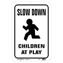 楽天キャルウイングパーツ楽天市場店看板 アメリカンサイン アルミ MADE IN USA SLOW DOWN CHILDREN AT PLAY