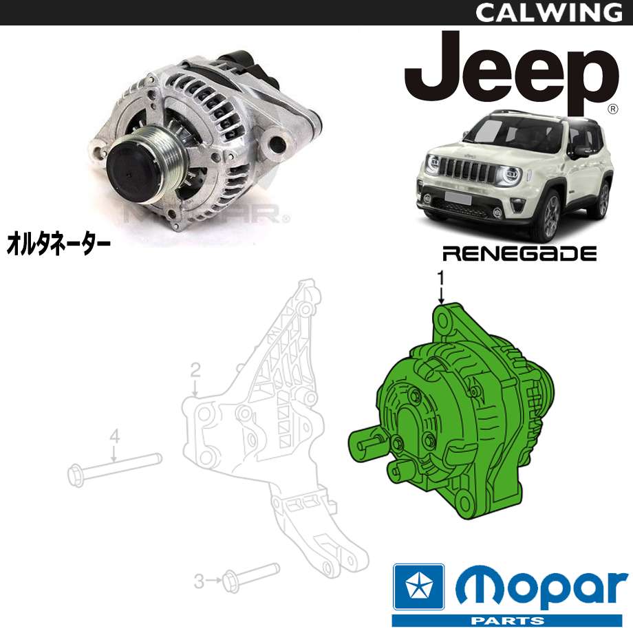 15y- ジープ jeep レネゲード | オルタネーター ジェネレーター ダイナモ MOPAR純正品 パーツ