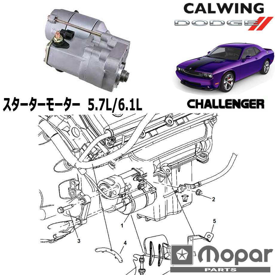 08-10y チャレンジャー | 5.7L/6.1L スターターモーター MOPAR純正品